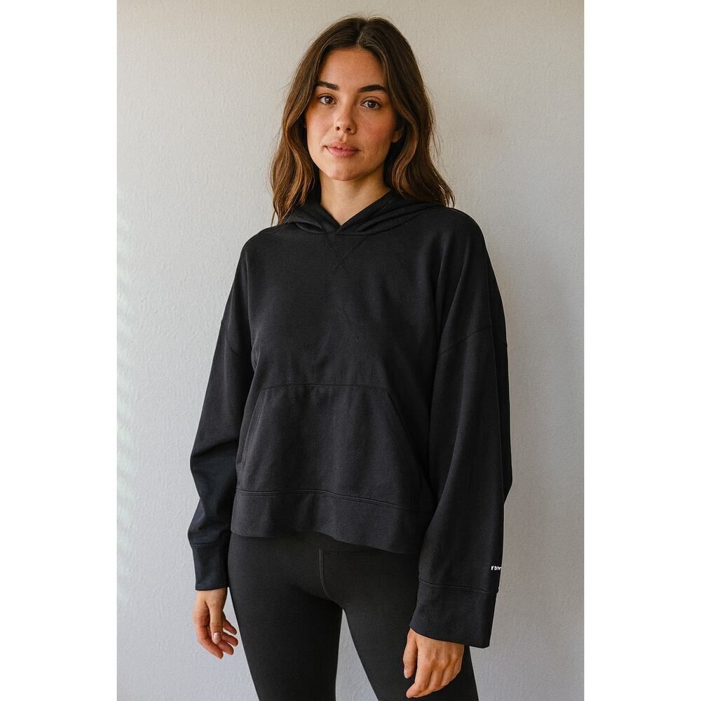 Fabletics 2X Black Cowl Neck Hoodie Pullover Sweatshirt Athleisure Cozy Minimal